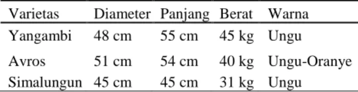Tabel  3.  Karakteristik  tandan  varietas  Yangambi,  Avros, dan Simalungun 