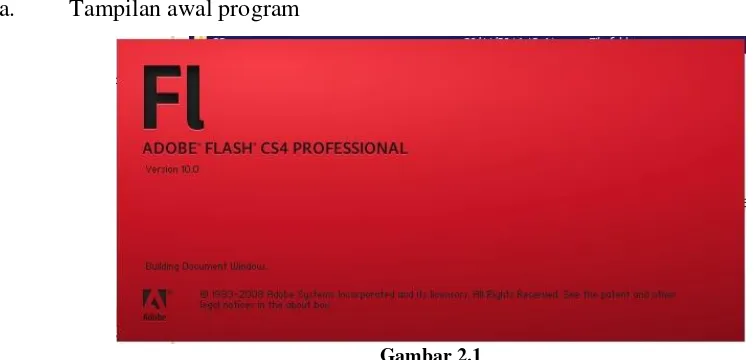Gambar 2.1 Tampilan Awal Program Adobe Flash CS4 Professional 