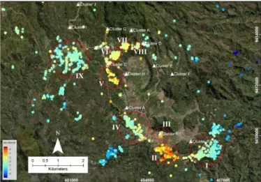 Gambar 3.5 Area analisis kurva laju deformasi LOS di area  panas bumi Ulubelu 