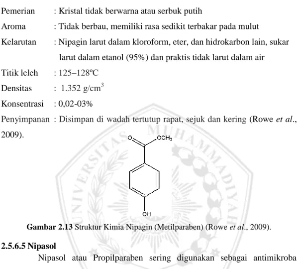Gambar 2.13 Struktur Kimia Nipagin (Metilparaben) (Rowe et al., 2009).  2.5.6.5 Nipasol 