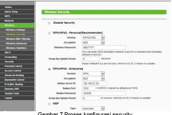 Gambar 7 Proses konfigurasi security 