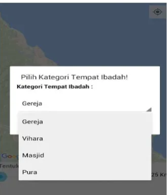 Gambar 5. Form halaman menu Informasi Rumah Ibadah Terdekat 