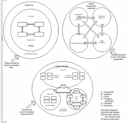 Gambar  2.1 Sistem perikanan yang menggambarkan tiga subsistem utama 