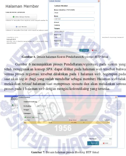 Gambar 6. Desain halaman Sistem Pendaftaran(Registrasi)BTP futsal 