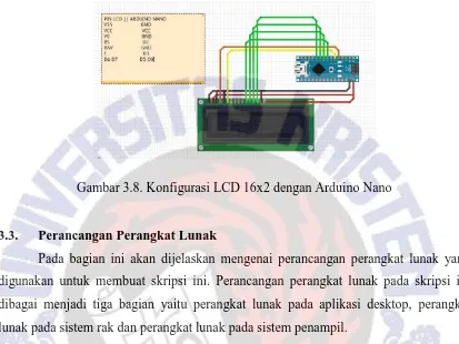 Gambar 3.8. Konfigurasi LCD 16x2 dengan Arduino Nano 