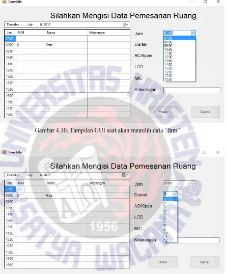 Gambar 4.10. Tampilan GUI saat akan memilih data “Jam” 