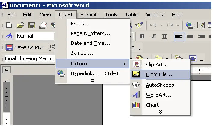 Gambar 1. Menu Insert  Pada MS-Word. 
