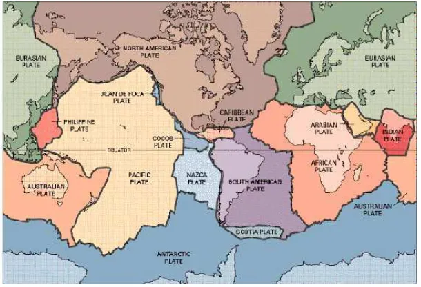 Gambar 2.4. Peta lempeng tektonik dunia (Ibrahim, 2005) 