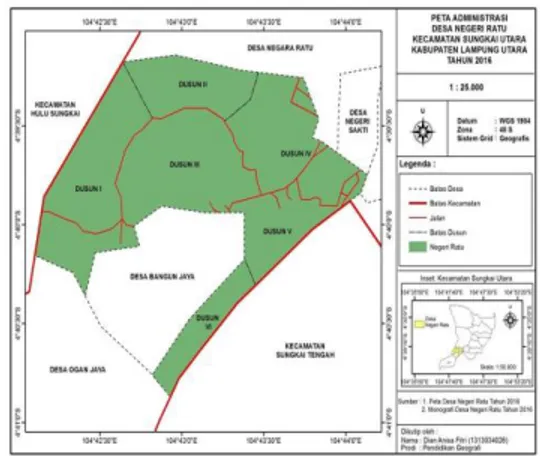 Gambar  1.  Peta  Administrasi  Desa  Negeri Ratu Tahun 2016 