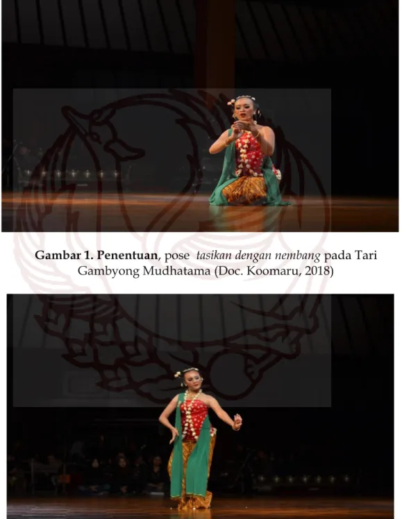 Gambar 1. Penentuan , pose  tasikan dengan nembang pada Tari  Gambyong Mudhatama (Doc