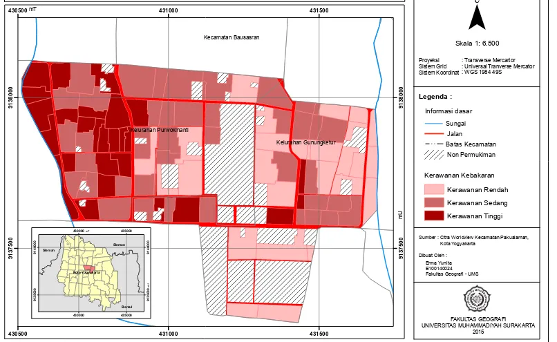 Gambar 4.4 PetaTingkat  Kerawanan Kebakaran Permukiman Kecamatan Pakualaman