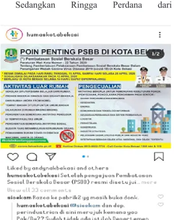 Gambar 4 Tampilan Instagram Humas Kota Bekasi 