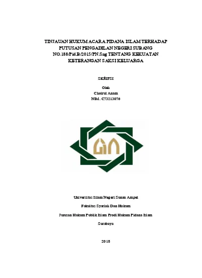 Tinjauan Hukum Acara Pidana Islam Terhadap Putusan Pengadilan Negeri ...