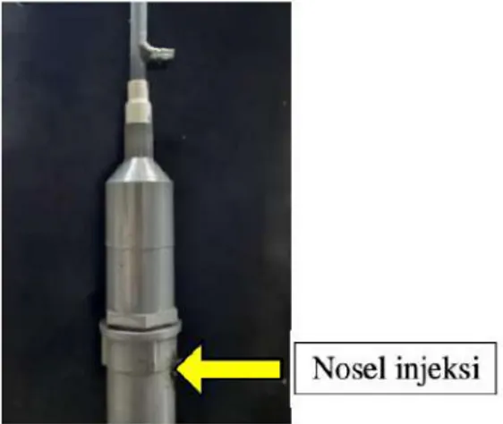 Gambar 3.  2 Nosel injeksi terletak pada  pipa  reducer socket 2  inci x 5/8  inci. 