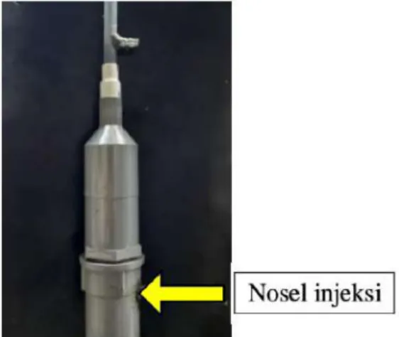 Gambar 3.  2 Nosel injeksi terletak pada  pipa  reducer socket 2  inci x 5/8  inci. 