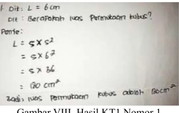 Gambar VIII. Hasil KT1 Nomor 1 