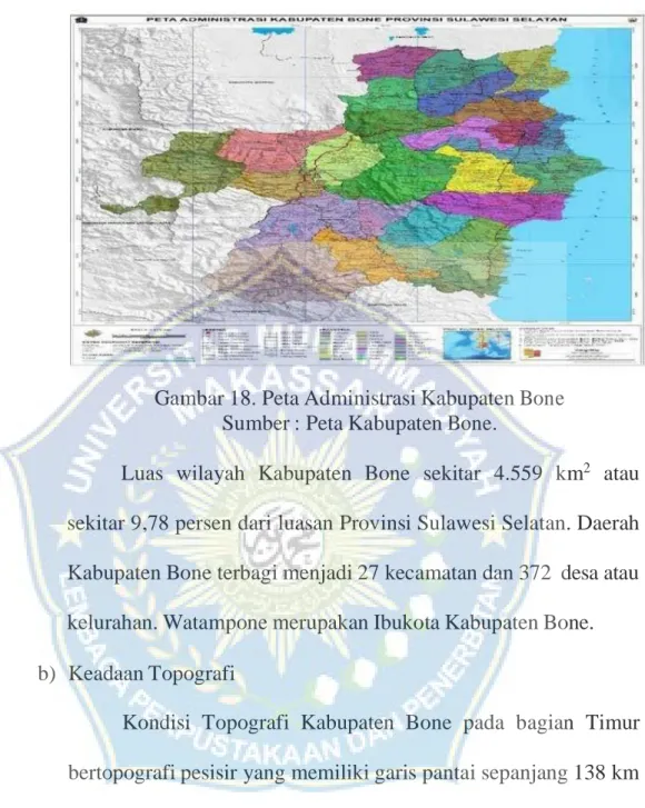Gambar 18. Peta Administrasi Kabupaten Bone  Sumber : Peta Kabupaten Bone. 
