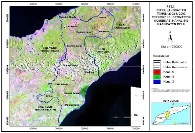 Gambar 3. Citra Landsat TM Kabupaten Belu Tahun 2002 dan 2003 