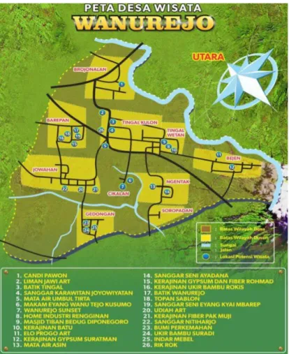 Gambar 3. 17 Peta Desa Wisata Wanurejo  Sumber: (Desa Wisata Wanurejo, 2017) 