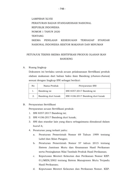 PETUNJUK TEKNIS SKEMA SERTIFIKASI PRODUK OLAHAN IKAN BANDENG