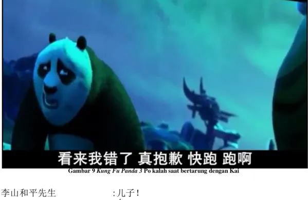 Gambar 9 Kung Fu Panda 3 Po kalah saat bertarung dengan Kai 