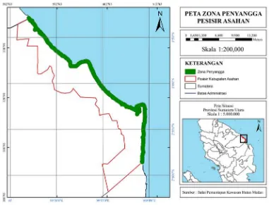 Gambar 5. Peta zona penyangga pesisir Kabupaten Asahan 