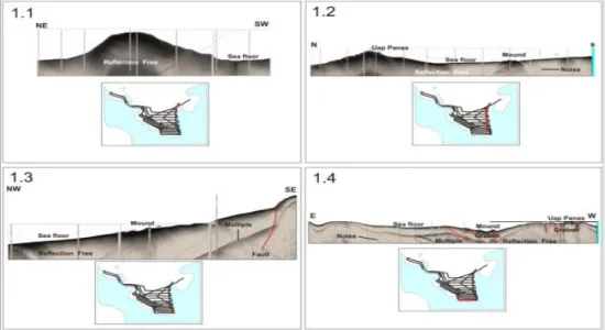 Gambar 6. Lintasan Seismik L.1.1, L.1.2, L1.3, L.1.4 