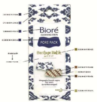 Gambar  6.  Penggunaan  warna  dalam  kemasan  Biore pore pack heritage batik motif  