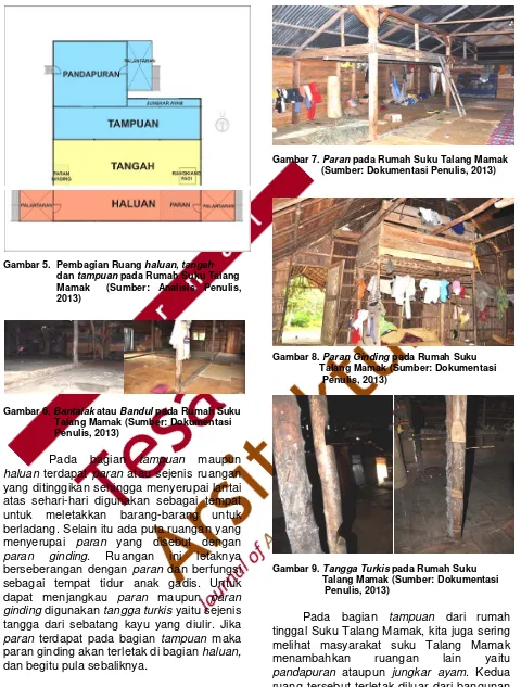 Gambar 7. Paran pada Rumah Suku Talang Mamak      