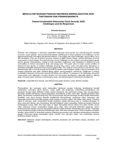 Menuju Ketahanan Pangan Indonesia Berkelanjutan 2025: Tantangan Dan ...