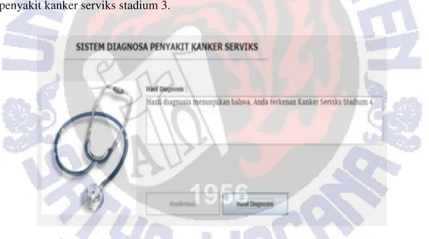 Gambar 11 Tampilan Hasil Diagnosa Penyakit Kanker Serviks Stadium 3 