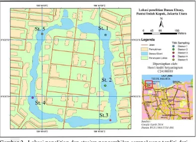 Gambar 2 Lokasi penelitian dan stasiun pengambilan sampel yang terdiri dari 