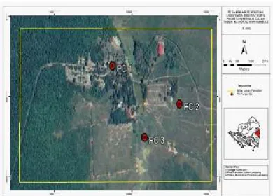Gambar  2.  Peta  lokasi  titik  pengamatan  di  Pusat  Latihan  Gajah  Taman  Nasional  Way 