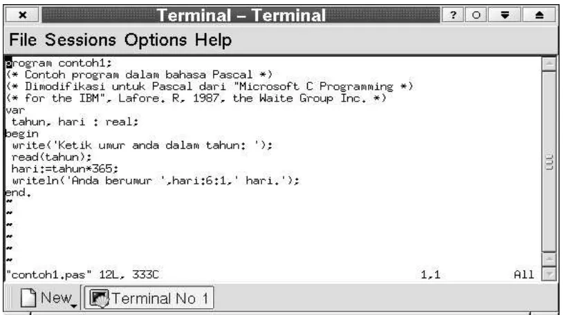 Gambar 3.5: Contoh program dalam bahasa Pascal