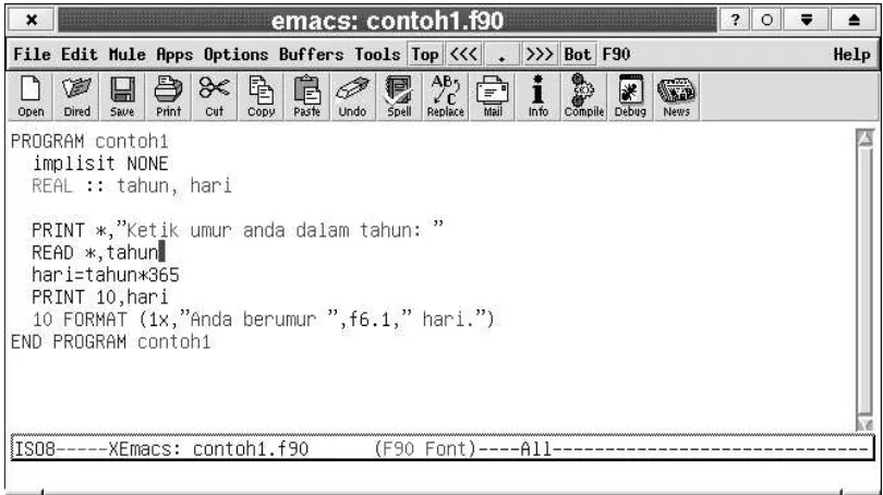 Gambar 3.6: Contoh program dalam bahasa Fortran 90