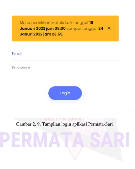 Gambar 2. 9. Tampilan login aplikasi Permata-Sari 