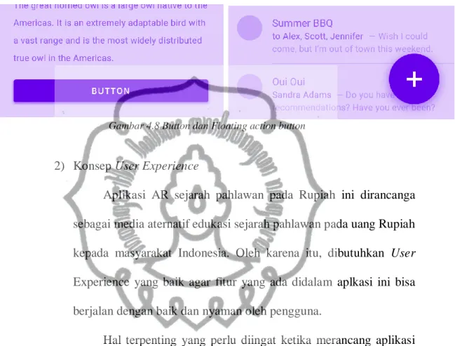 Gambar 4.8 Button dan Floating action button 