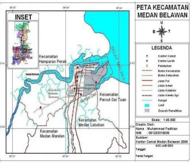 Gambar 4.1  Peta Administrasi Kecamatan Medan Belawan  Sumber: Bappeda Kota Medan, 2014 