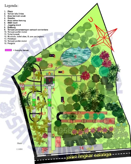 Gambar 4.1.6. Peta persebaran fasilitas Taman Bendosari. 