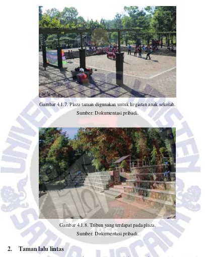 Gambar 4.1.7. Plaza taman digunakan untuk kegiatan anak sekolah. 