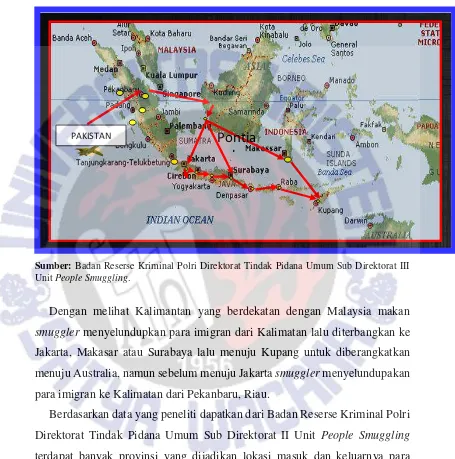 Gambar 4.3 Jalur Perlintasan Illegal Imigran Melalui Perbatasan Darat (Kuala 