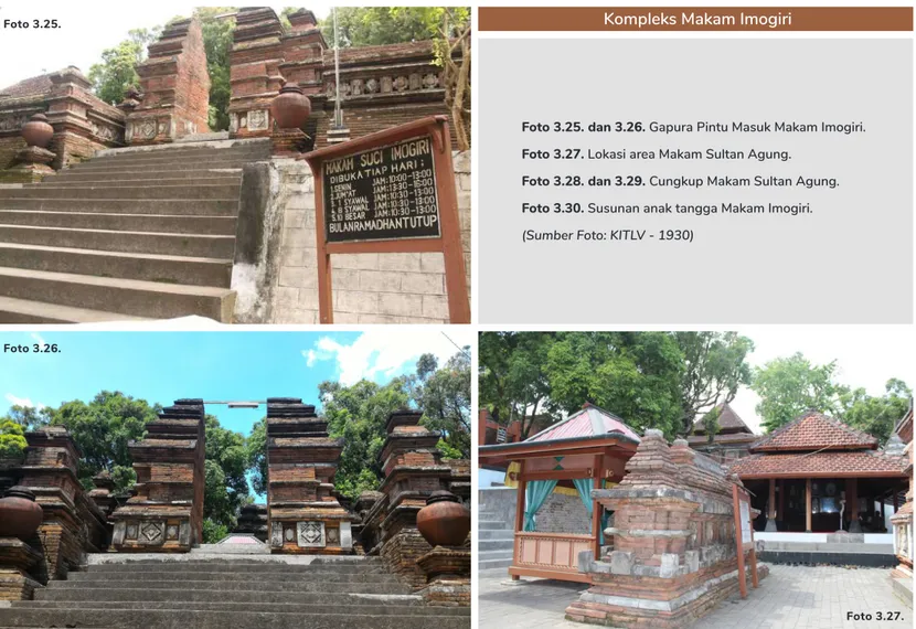 Foto 3.28. dan 3.29. Cungkup Makam Sultan Agung. Foto 3.30. Susunan anak tangga Makam Imogiri.