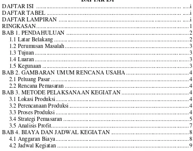 Tabel 1 Format Ringkasan Anggaran Biaya ........................................................