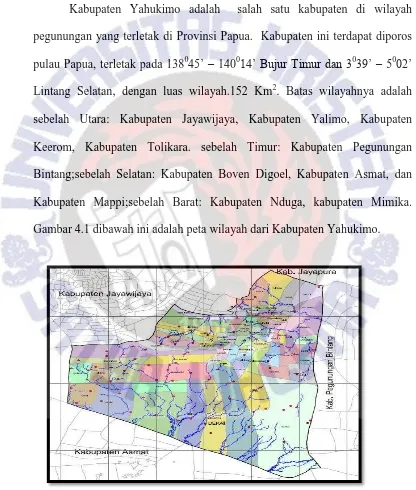 Gambar 4.1 dibawah ini adalah peta wilayah dari Kabupaten Yahukimo.  