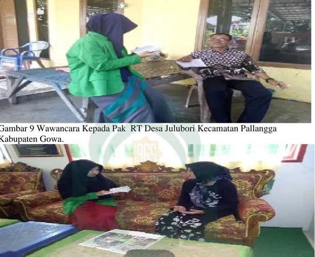 Gambar 9 Wawancara Kepada Pak RT Desa Julubori Kecamatan Pallangga Kabupaten Gowa.