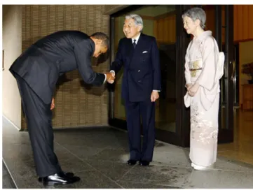 Figure 3. US President Barack Obama bowing to Japanese Emperor Akihito on November 14,  2009 