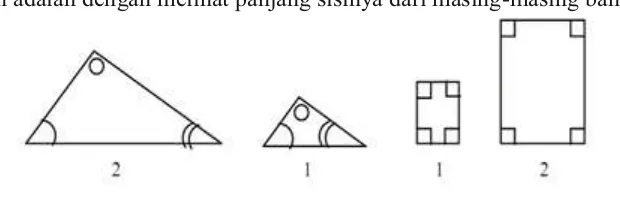 Gambar 2.3 Pasangan segitiga dan persegi panjang sebangun 