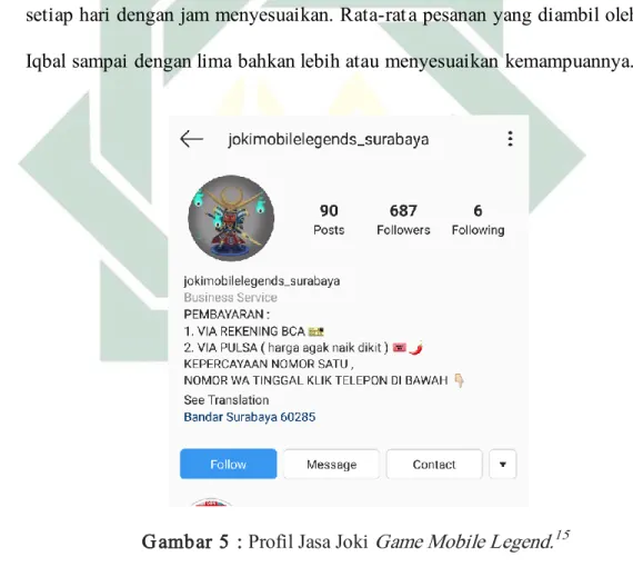 Gambar 5 : Profil Jasa Joki Game Mobile Legend. 15