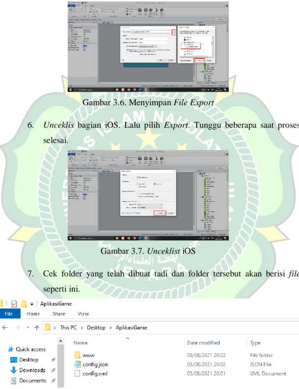 Gambar 3.6. Menyimpan File Export 