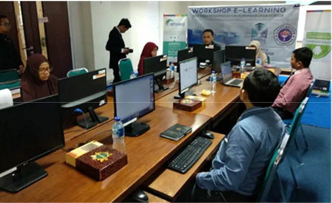 Gambar 7. Workshop e-learning pengampu lima mata kuliah dasar Prodi Ilmu Komunikasi  UNIDA Gontor